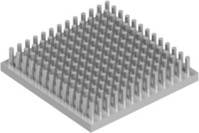 Pin heatsink, (L x W x H) 50 x 50 x 10 mm, 2.7 to 0.5 K/W, natural aluminum, 10008056