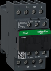 Power contactor, 4 pole, 40 A, 2 Form A (N/O) + 2 Form B (N/C), coil 24 VDC, screw connection, LC1D258BL