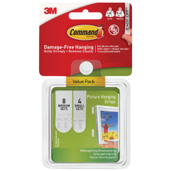 3M 17203 Picture Hanging Strips Set, Small &amp; Medium (Pack 12)