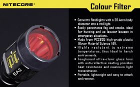 NiteCore NITNFB25 Filtr barw EC1, EC2, EA1, EA2, MT2C, P12, SRT3, SRT5 i latarki o Ø 25 mm niebieski