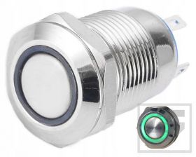 Przycisk LB12M/G5-24V;12mm;RING;LED zielony;2A/250V;chwilowy;21.3mm