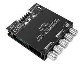 WZMACNIACZ 2.1 2x50W+100W STEREO SUBWOOFER BLUETOOTH 12-24V TPA3116D2 CS8673E ZK-TB21 (AMP-82120)