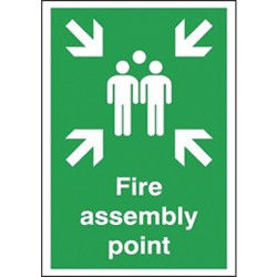 Znak BHP, tekst: "Fire Assembly Point, Polipropylenowe, kolor: Green, White BS 5499, ISO 7010 Znak