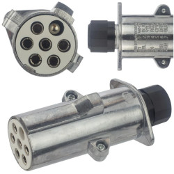 Wtyczka naczepowa typu S (biała) 7-pin 24V metalowa na kabel