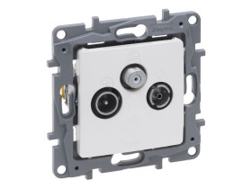 NILOE SELECTION Gniazdo antenowe TV-RD-SAT przelotowe 14dB perła 762464 LEGRAND