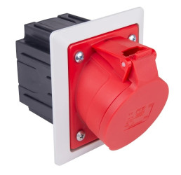 Gniazdo tablicowe z puszką 16A 4P 400V /80x97/ czerwone IP44 TWIST 414-6pkr