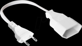P0300-W002 Euro cord extension Typ C to Euro-socket, white, 0,75 mm², 0,2 m
