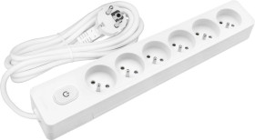 Przedłużacz przenośny 6- Krotny z uziemieniem/z wyłącznikiem i przesłonami styków, przewód 1.0mm2, 1.5m/G6FA11B