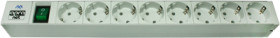 19&quot;-german schuko-style power strip, 8-way, 2.5 m, 16 A, with surge protection, light gray, 591-401-00