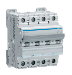 Wyłącznik nadprądowy MCB, Typ C, 4-biegunowy, 6A, 240 → 400V, na szynę DIN, Hager, NFN