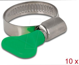 19439 Hose clips with wing nut, 22 - 32 mm, 10 pieces