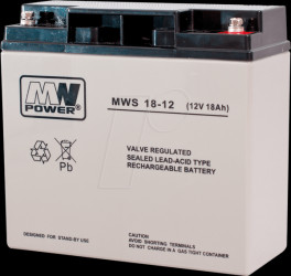 MWS 18-12 AGM battery, 12 V, 18 Ah