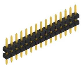 Pin header, 15 pole, pitch 2 mm, straight, black, SLY504015G