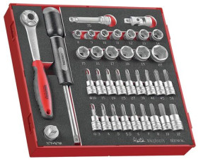 Zestaw nasadek rozmiar napędu 3/8 cala elementy: 36 Teng Tools typ napędu Kwadratowy