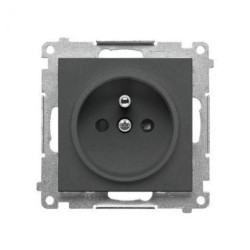 Simon 55 Gniazdo wtyczkowe pojedyncze z uziemieniem i przesłonami (moduł) 16 A 250 V~, szybkozłącza Grafitowy mat TGZ1CZ.01/116