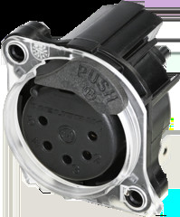 XLR panel socket, 5 pole, gold-plated, polyamide, NC5FAH-LR-DAE