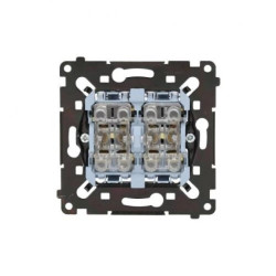 Simon 55 Łącznik krzyżowy podwójny z osobnym podświetleniem klawiszy (mechanizm) 10 AX, szybkozłącza, czarna rama SW7/2L2MR