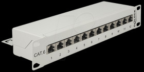 43299 10“ Patch Panel 12 Port Cat.6 grey