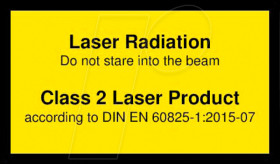 70115024 Laser warning label English DIN EN 60825, class 2, 38x23 mm, yel