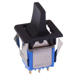 7648AD Black Paddle On-Off-(On) Momentary Snap-In Rocker Switch DPDT 4A 30VDC