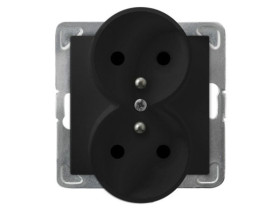 IMPRESJA Gniazdo podwójne z uziemieniem czarny metalik GP-2YRAZ/m/33 OSPEL