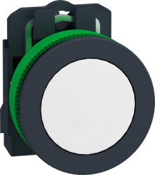 Pushbutton, unlabeled, unlit, groping, 1 Form A (N/O), waistband round, white, front ring gray, mounting Ø 30.5 mm, XB5FA11