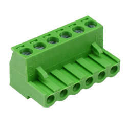 6-Way 5.08mm Right Angle Pluggable Terminal Block Green 15A 300V
