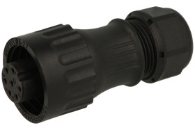 Gniazdo; WA22K7TK1-II; 7 torów; proste; lutowany; 0,75mm2; WA22; 6-12mm; na przewód; nylon66; czarny; IP67; 10A; 250V; Weipu; Ro