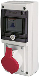 Złącze przemysłowe - zasilające 32A Gniazdo 415 V 3P + N + E Żeński Scame Czerwony Montaż ścienny IP67