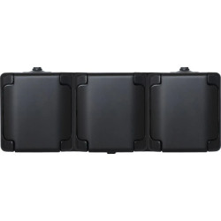 BRYZA Gniazdo potrójne poziome IP54 typu Schuko 3x2P+Z 16A 250V czarne 180952