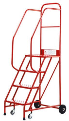 Schodki przenośne 4-stopniowe stalowe wysokość 1.95m RS PRO Czerwony