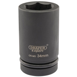 Draper Expert 05148 Expert 34mm 1&quot; Sq. Dr. Hi-Torq&#xAE; 6 Point Deep Impact Socket
