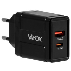 Ładowarka - zasilacz 5V/3A 9V/2A 12V/1,5A PD3.0/38W sieciowy USB+USB-C Vayox VA0007 / BX8768