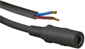 DC connection cable, 2.5 m, black, coupling 2.1 x 5.5 mm, straight to open end, 072060