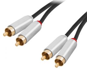 Przyłącze kabel 2xRCA CHINCH METAL (1,5m)
