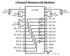 3.3V/5V Low Power RS232 3-Driver/5-Receiver Transceiver
