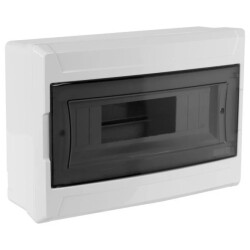 Rozdzielnica natynkowa S-12 (N+PE) 1x12 moduły IP40 306x206x100mm drzwi transparentne dymne NEKU