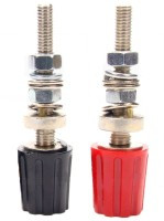 BAN-G-PL31BR Gniazdo bananowe na obudowę 46.5mm - czarne + czerwone (kpl.) PL, 30A, M5 ( bez przejścia izolowanego)