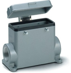 Surface mount housing, size HB16, aluminum alloy, M25/M32, angled, cross bow locking, IP65/IP40, 79095400