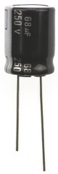 Kondensator 68μF 250V dc Radialny, Otwór przelotowy Panasonic roztaw: 7.5mm 16 (Dia.) x 20mm