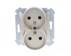 Simon 54 Nature Gniazdo podwójne z/u 16A 250V z przesłonami złoty DGZ2MZN.01/44