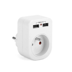 Rozgałęźnik z uziemieniem 1p+Z 2xUSB 2.1A Montis MT092 biały