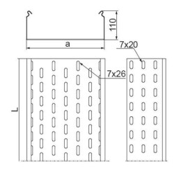 Korytko perforowane białe, lakierowane KCJ200H110/3L (RAL1/9010) 1204202 /3m./