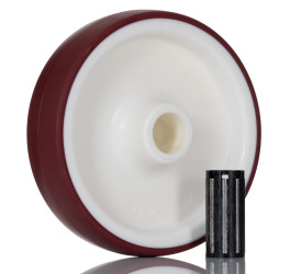 Kółko do wózka, Poliuretan twardy, Poliuretan, Czerwony, biały, obc.: 200kg, śred.: 125mm, szer.: 32mm