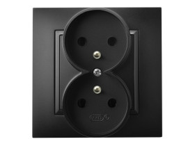 ARIA Gniazdo podwójne z uziemieniem kompletne z ramką czarny metalik GP-2UZ/33 OSPEL