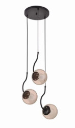 Nowoczesna lampa wisząca HOOK z trzema szklanymi kulami czarna LP-125/3P BK Light Prestige