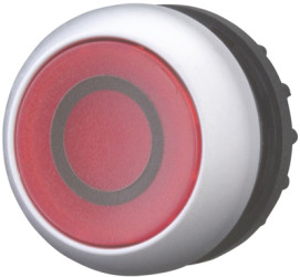 Pushbutton, illuminable, groping, waistband round, red, front ring silver gray, mounting Ø 22.5 mm, 216936