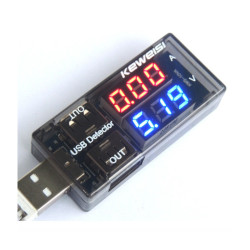 USB Detector Meter Tester Voltmeter Ammeter Double Output - Keweisi KWS-10VA
