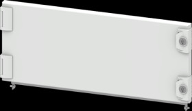 Compartment door, rectangular, sheet steel, (W x H x D) 600 x 250 x 25 mm, light gray, for built-in installation devices, 8PQ202