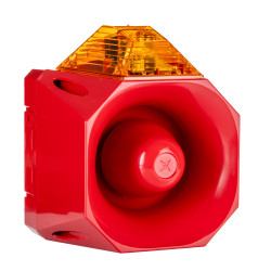 Zestaw sygnalizatorów akustycznych i lamp sygnalizacyjnych 18 → 30 V dc Pomarańczowy DC IP66 Montaż ścienny 110dB
